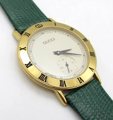 Gucci 3000.2.M Gold Plated Men's Watch 33mm Cream Dial Sub-Seconds - No Box - Image 1 of 4