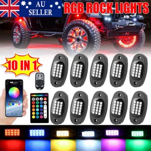 10Pods RGB LED Rock Lights Neon Underglow Kits Lamp Truck Bluetooth APP Control - Picture 1 of 12