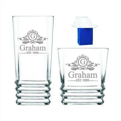 Personalised engraved highball glass, whiskey tumbler, brandy glass any occasion