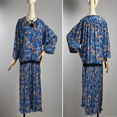 Vestido Midi Vintage DIANE FREIS Tamanho XL Mangas Compridas Oversized 80S 90S Lagenlook - Imagem 1 de 4