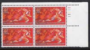 US #2247 22¢ Pan American Games UR Plate Block 1987 MNH - Picture 1 of 1