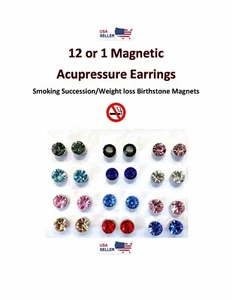 1 Pr Crystal Magnetic Acupressure STOP SMOKING/WEIGHT LOSS Earrings US SELLER - Picture 1 of 4