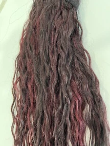 Vanessa Drawstring Long Curly Ponytail Extension DeepBurgundy Red (Dark Roots) - Picture 1 of 20