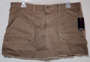 No Boundaries Women's Khaki Cargo Fray Hem Mini Skirt Size XXL (19) BRAND NEW - Bild 1 von 8