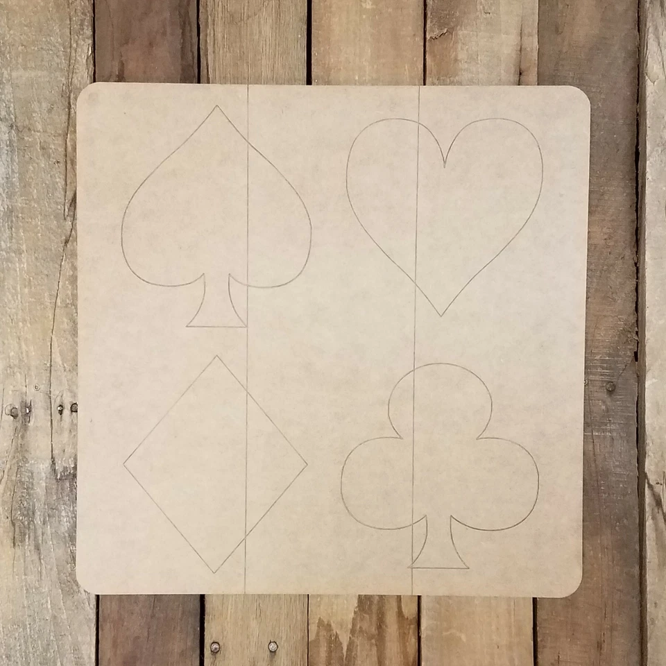 Letrero de trajes de cartas, placa de madera pintable para decoración de sala de juegos, pintura por línea Foto 1 de 1