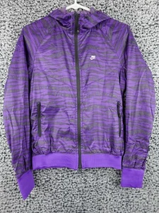 Nike Jacket Womens Small (4-6) Purple Striped Full Zip Windbreaker Casual - Picture 1 of 16