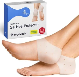 Silicone Heel Protector- 2 Pair Pain Relief Gel Heel Cups- Support for Planta... - Picture 1 of 7