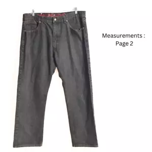 Linea Uomo Black Denim Jeans / Sz: 40x32 / Grunge Industrial Straight Leg Pants - Picture 1 of 10