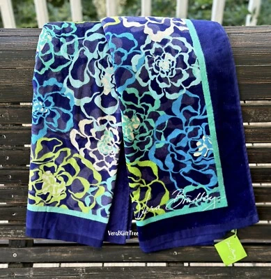 Vera Bradley Beach Towel KATALINA BLUES BLUE Oversized SOFT Plush Pool Lake NWT - Image 1 of 4