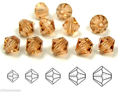 Czech Bicone Crystal Beads Light Peach color Rondelle Diamond - Image 1 of 4