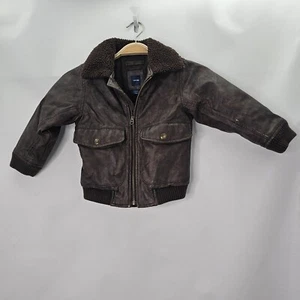 Gap Boy's Size 4 Years Brown Faux Leather Bomber Jacket - Picture 1 of 10