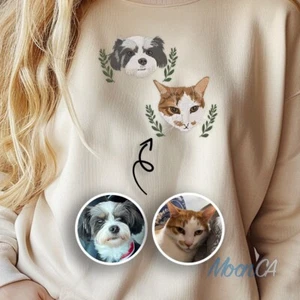 Sudadera bordada para mascotas, cara de gato personalizada con nombre de gato sudadera con capucha, personalizada - Imagen 1 de 13