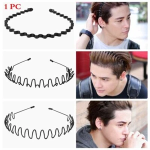 Alice Style Black Head Hoop Sports Metal Hairband Wavy Headband Casual Headwear - Picture 1 of 20