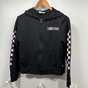 Vtg Vans Off The Wall Unisex Pink/Purple Checkerboard  Black Hoodie Sz XL YOUTH - Picture 1 of 7