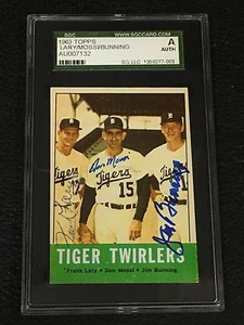 LARY, MOSSI, BUNNING 1963 TOPPS TWIRLERS SIGNED AUTOGRAPHED CARD SGC AUTHENTIC - Picture 1 of 2