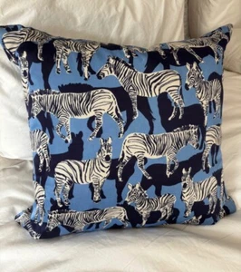 Kate Spade satin blue square vintage pillow. Electic contemporary with zebra  - Picture 1 of 2