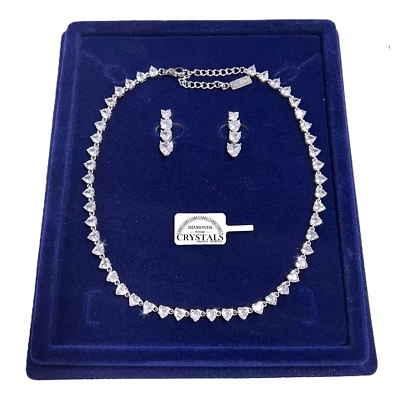 Tennis Collana Girocollo Cuor Orecchini  pl. oro 18k con Cristalli Zirconi  T69 - Immagine 1 di 4