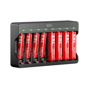 EBL Rechargeable Double A, Triple A Lithium ion Batteries 8 Count + Charger - Picture 1 of 12