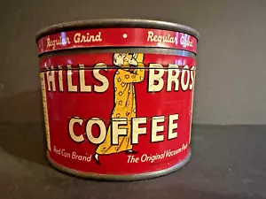 Lata de café Hills Bros 1945 de 1/2 lb con tapa marca de lata roja - Imagen 1 de 16