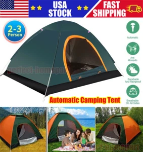 2-3 Person Automatic Camping Tent Hiking Instant Canopy Pop Up Tents Waterproof - Picture 1 of 14