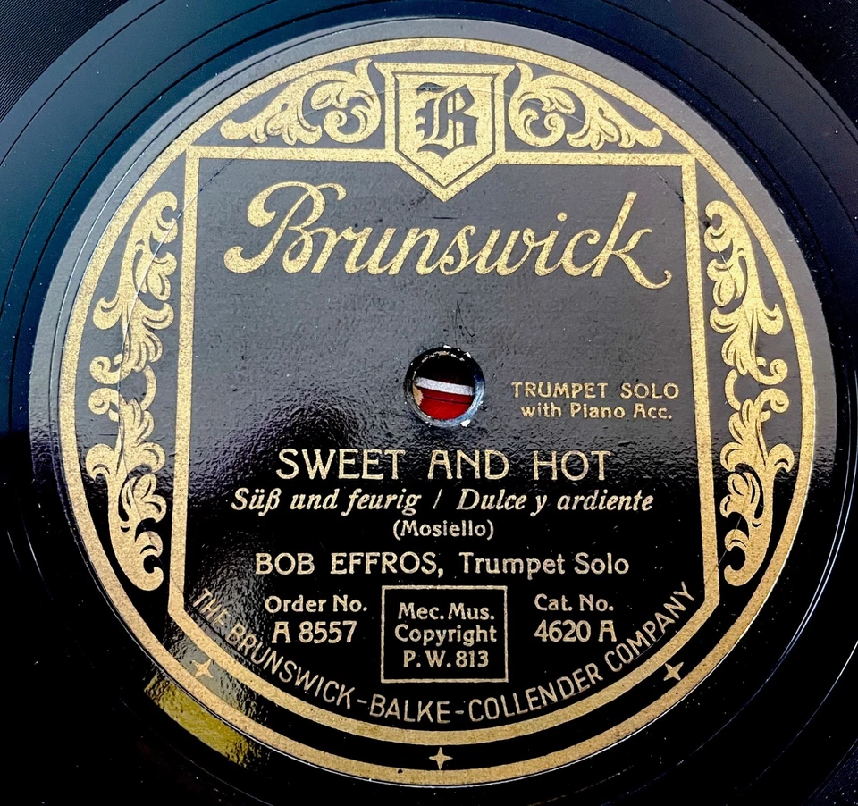 BOB EFFROS - Sweet and Hot/Tin Ear - 1929 France Brunswick 78 - HOT JAZZ TRUMPET - Imagem 1 de 1