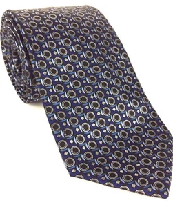 Arrow Classic Men's Silk Tie Geometric Navy Blue Silver Black 3 5/8" x 59 3/4" L - Imagen 1 de 12