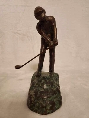 Male Golfer Bronze Patina Sport Sculpture Figurine MINT - Image 1 of 4