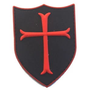 Knights Templar Cross Shield Military USA ARMY 3D PVC RUBBER HOOK LOOP PATCH /02 - Picture 1 of 3