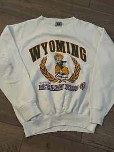 FELPA BIANCA WYOMING MADE IN USA TAGLIA XL VINTAGE - Foto 1 di 3