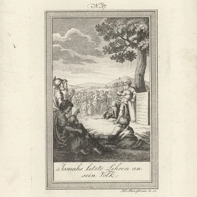 Bibel Altes Testament Josua Josuas Mut Weltgeschichte Original Kupferstich 19 Jh - Bild 1 von 3