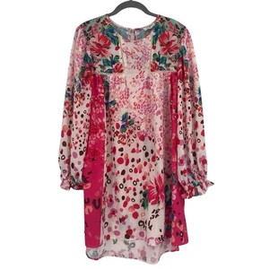 Vestido Umgee Talla Grande Estampado Mixto Volantes Crochet Encaje Borde Boho Floral Rosa - Imagen 1 de 10