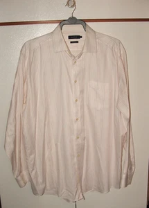 T&W White/Pink Pin Stripe, Cotton, Long sleeve Shirt, button cuff, Mens 17"/43cm - Picture 1 of 10