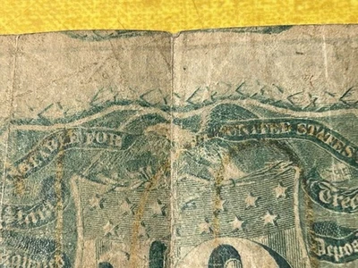 TEN CENTS SECOND ISSUE FRACTIONAL CURRENCY ERROR - Portion of 2nd Printing Seen - Image 1 of 4