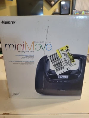 Memorex Mi3x-BLK Minimove Boombox con iPod y Radio FM con Control Remoto Foto 1 de 4