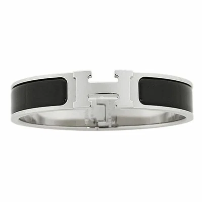 Auténtico Brazalete HERMES Clic H GM Clic Clac Esmalte Negro y Paladio Cepillado Foto 1 de 4