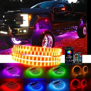 4PCS For Ford F-250 15.5" LED RGB Wheel Rim Ring APP Chasing Lights Triple Row - Picture 1 of 16