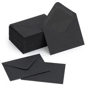 100 Sets Mini Black Envelopes with Small Blank Gift Business Card Wedding - Picture 1 of 7