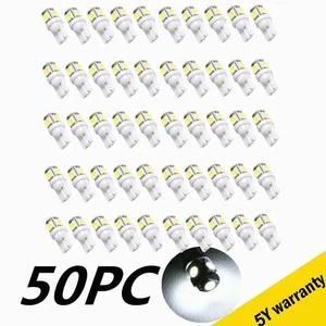50Pcs Super White T10 Wedge 5-SMD 5050 LED Light bulbs W5W 2825 158 192 168 194 - Picture 1 of 12