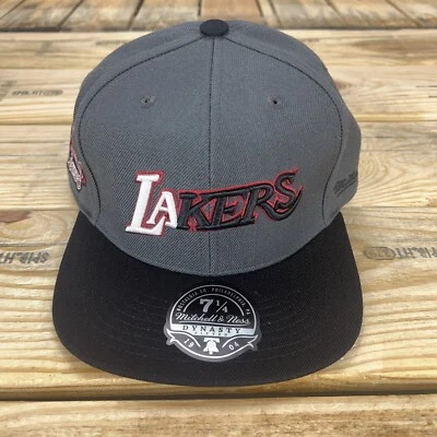 Los Angeles Lakers Mitchell & Ness Gray Hardwood Classics Born & Bred Fitted Hat - Image 1 of 4