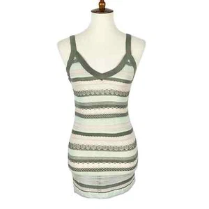 M NEW Charlotte Tarantola Olive Green Ivory Ombré Lace Knit Tank Cami Top - Picture 1 of 7