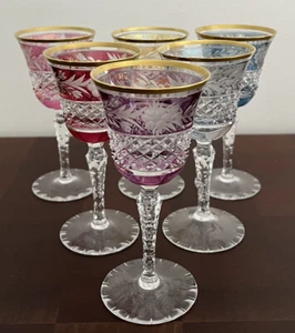 Set Of 6 Ebeling & Reuss Marchioness 6.25” Claret Wine Goblets Cut To Clear #1 - Picture 1 of 15