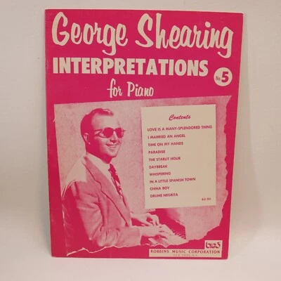George Shearing Interpretations Piano No 5 Songbook Sheet Music Score Robbins - Image 1 of 4