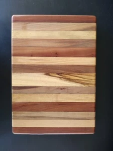 Handcrafted Cherry, Oak, Gum Hardwoods Cutting Board 12"x8.5"x1 3/8" - Picture 1 of 3