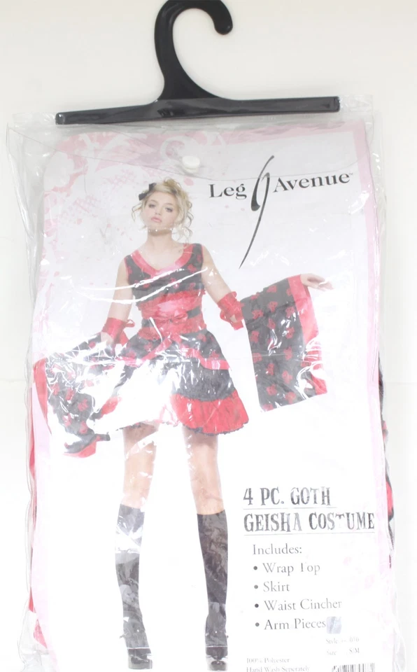 4 pc. Goth Geisha Black Dress Leg Avenue Halloween Teen Adult Costume Jr. S/M - Image 1 of 1