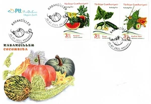 TURKEY 2021 FIRST DAY COVER VEGETABLES CUCURBITA, WATERMELON, CUCUMBER, PLANTS - Picture 1 of 5
