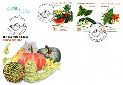 TURKEY 2021 FIRST DAY COVER VEGETABLES CUCURBITA, WATERMELON, CUCUMBER, PLANTS - Image 1 of 4