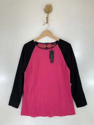 Blusa Ligera View By Walter Baker Talla 4 Rosa Negra Manga Larga Cremallera Nueva con Etiquetas Foto 1 de 4