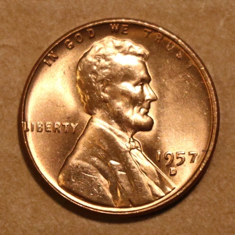 1957 D Lincoln Wheat Cent BU Cover