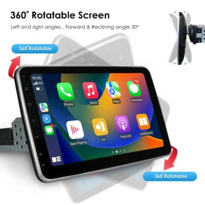 Single 1 DIN 10.1" Touchscreen Android 32GB Car Radio Stereo GPS Car Rotate WIFI - Image 1 of 4