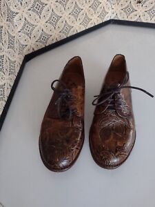 Patricia Nash Embossed Leather Oxford Shoes Womens 8
